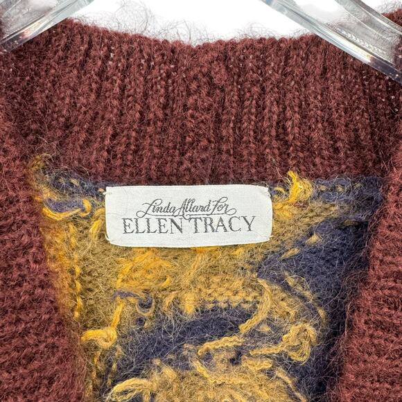 Vintage Linda Allard For Ellen Tracy Mohair Oversized Paisley Cardigan Sweater - Picture 13 of 14